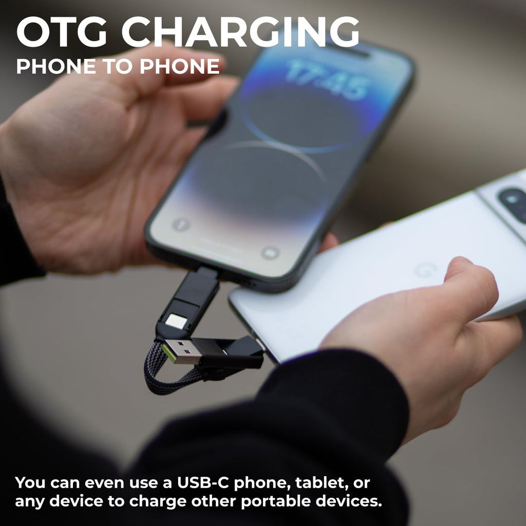 Rolling Square inCharge X, Multi Charging Cable, Portable Keychain Charger Cable, 6-in-1 with 100W Ultra-Fast Charging Power, Saturn Gold, Multi Charger