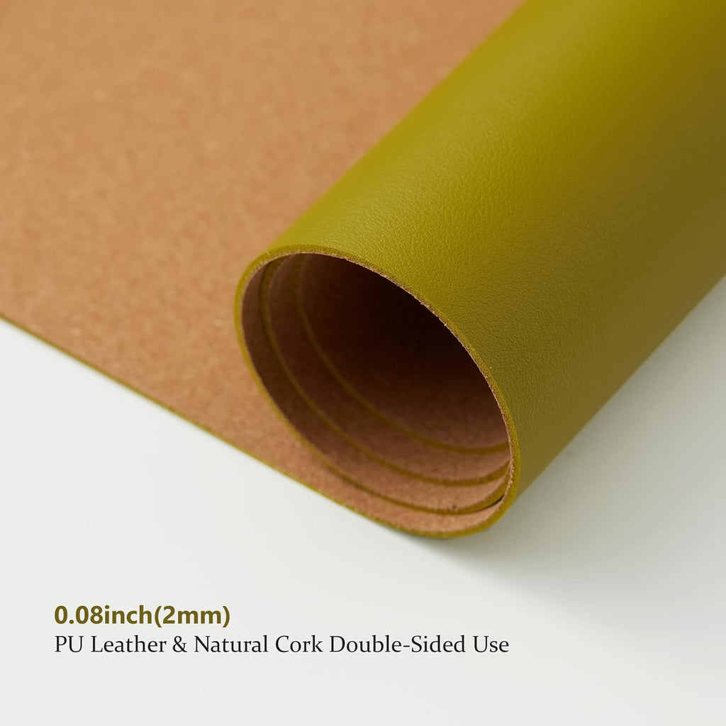 Large Cork Desk Mat - 47.2"x 17" Desk Pad for Office and Home - Ideal for Large Mouse Pad and Desk Mats on Top of Desks(Olive Green)