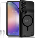 Battery Case for Galaxy A54,Enhanced [12000mAh]Ultra Thin Portable Protective Qi Wireless Charging Case Compatible with Galaxy A54 (6.4inch) Rechargeable Extended Battery Charger Case (Black)