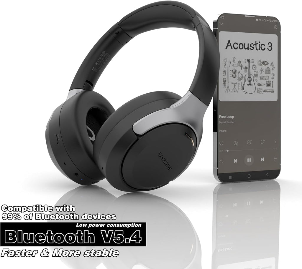 LC30Pro Hybrid Active Noise Cancelling Headphones, 100H Playtime Bluetooth Headphones, HiFi Audio Wireless Headphone with 3 EQ Modes, Low Latency & Foldable Design for School/Work/Travel/TV