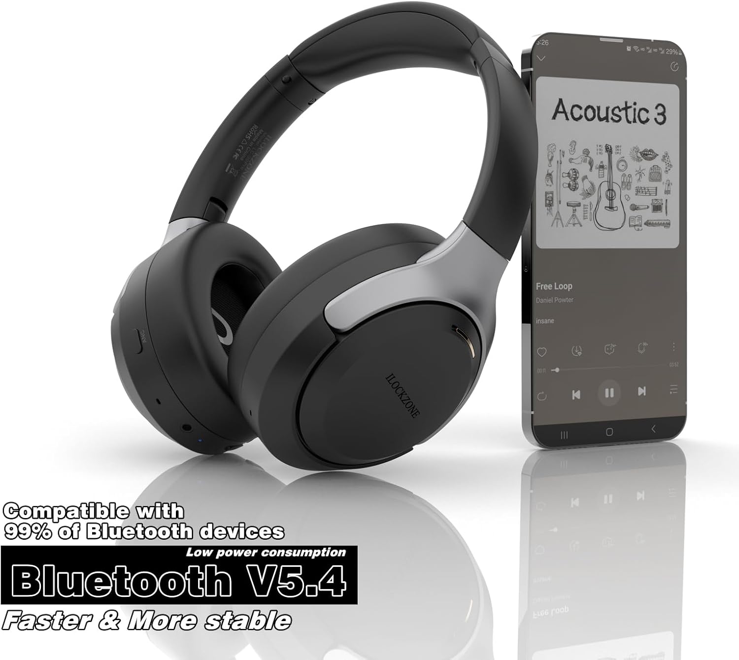 LC30Pro Hybrid Active Noise Cancelling Headphones, 100H Playtime Bluetooth Headphones, HiFi Audio Wireless Headphone with 3 EQ Modes, Low Latency & Foldable Design for School/Work/Travel/TV