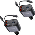 Car Phone Charger Adapter 2Pack Retractable Car Charger 4in1 Fast Charging Dual Retractable Cables 31.5 Inch Multiple Ports Charging Station Compatible with iPhone 16/15/14/13/12/11 Pro Max/Samsung