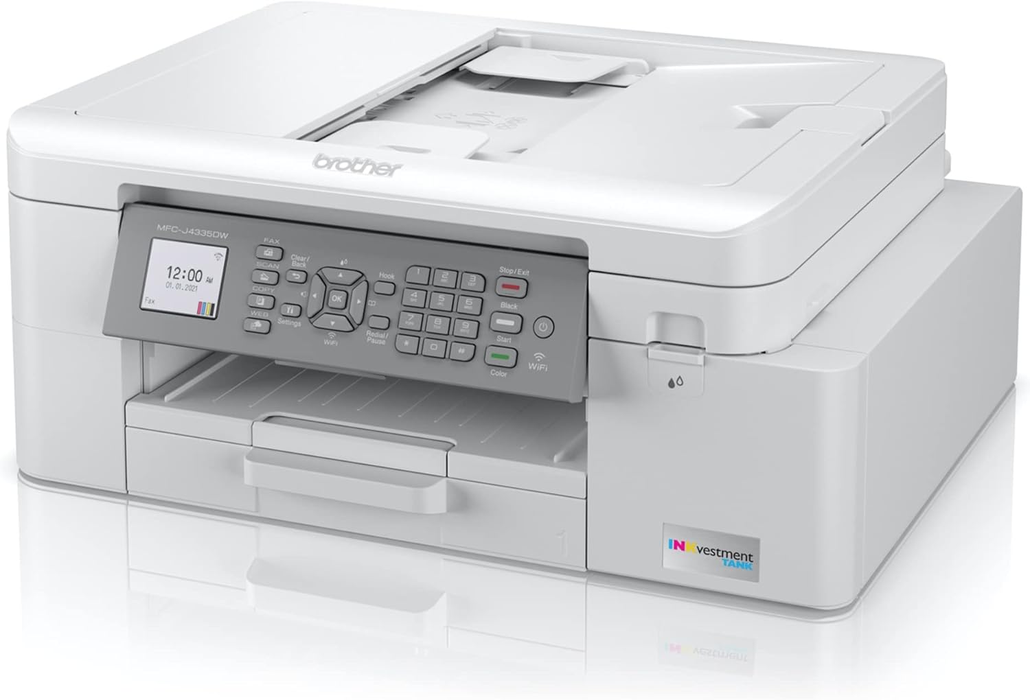 Brother MFC-J4335DW INKvestment Tank Wireless All-in-One Color Inkjet Printer, Up to 1-Year of Ink in-Box, Duplex Printing, Mobile and Cloud Print, Works with Alexa