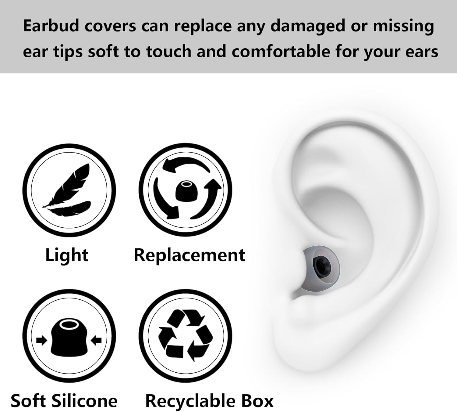 Earbud Replacement Tips Silicone Earbud Tips Earbud Covers Fit for in-Ear Headphones (Inner Hole 3.8mm -5.1mm) Ear Tips Earbud Rubber Tips 9 Pairs S/M/L