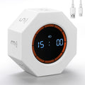 Rechargeable Pomodoro Timer, 8-Angle Auto-Rotating Screen with Gravity Sensor, Digital Timers for Classroom, Small Kitchen Timers for Cooking, Work and Study (Pearl White)