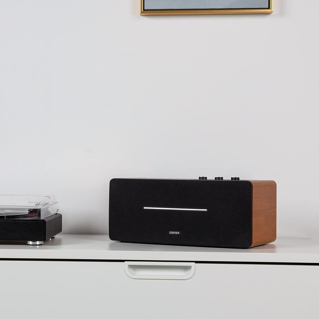 Edifier D12 Integrated Desktop Computer Speakers with Bluetooth 5.0, Wireless Stereo Tabletop Speaker 70 Watts RMS with Subwoofer Line Out, RCA, Aux Input for PC Monitor Laptop - Wooden Enclosure