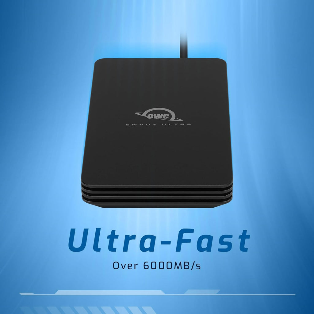 OWC 2TB Envoy Ultra Thunderbolt 5 Portable SSD Enclosure External Drive, Ultra Fast with TB5 Transfer Rates Over 6000MB/s, TB3, TB4 and USB4 Compatible, Works with Mac and PC