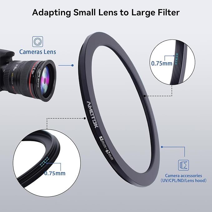 82mm Lens to 67mm Camera Lens Adapter, 82mm to 67mm Filter Step-Down Ring - Image 5