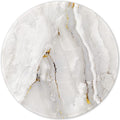 ITNRSIIET Round Mouse Pad with Stitched Edge Premium-Textured Waterproof Non-Slip Rubber Base Desktop Protection Mat Diameter 8.7 inches, White Textured Marble