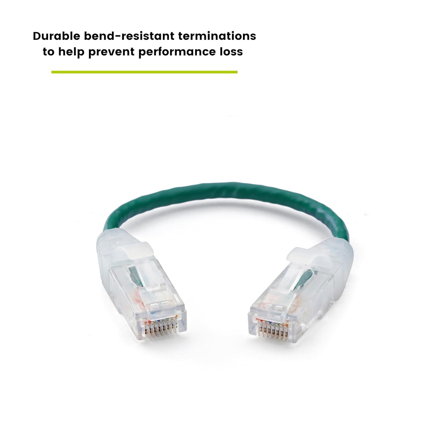 TRUECABLE Cat6 Component Rated Patch Cable, Unshielded (U/UTP), 6in, Green, 28AWG Solid Copper, Snagless 10G High-Speed Ethernet Cable, PoE++ 4PPoE 100W, UL Listed, RoHS-3, 5 Pack