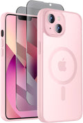 Designed for iPhone 13 Case, Compatible with MagSafe, with Privacy Screen Protectors X2, [Camera Protection] [15FT Military Drop Protection] Shockproof Phone Case, 6.1", Pink