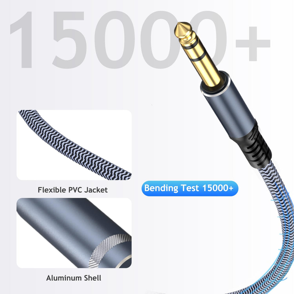 1/4" Male to Female Stereo Headphone Extension Cable - 15ft, Quarter Inch Guitar Cable