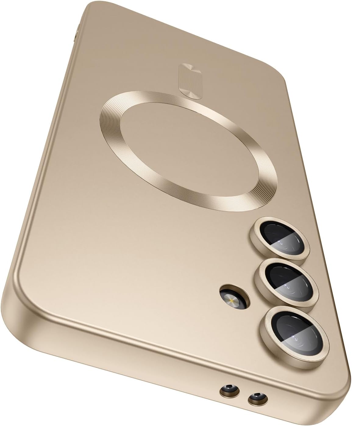 Magnetic for Samsung Galaxy S24 FE Case [Compatible with MagSafe][Built-in Camera Lens Protector] Slim Soft Silicone Bumper Shockproof Metallic Luster Phone Cover (Gold)
