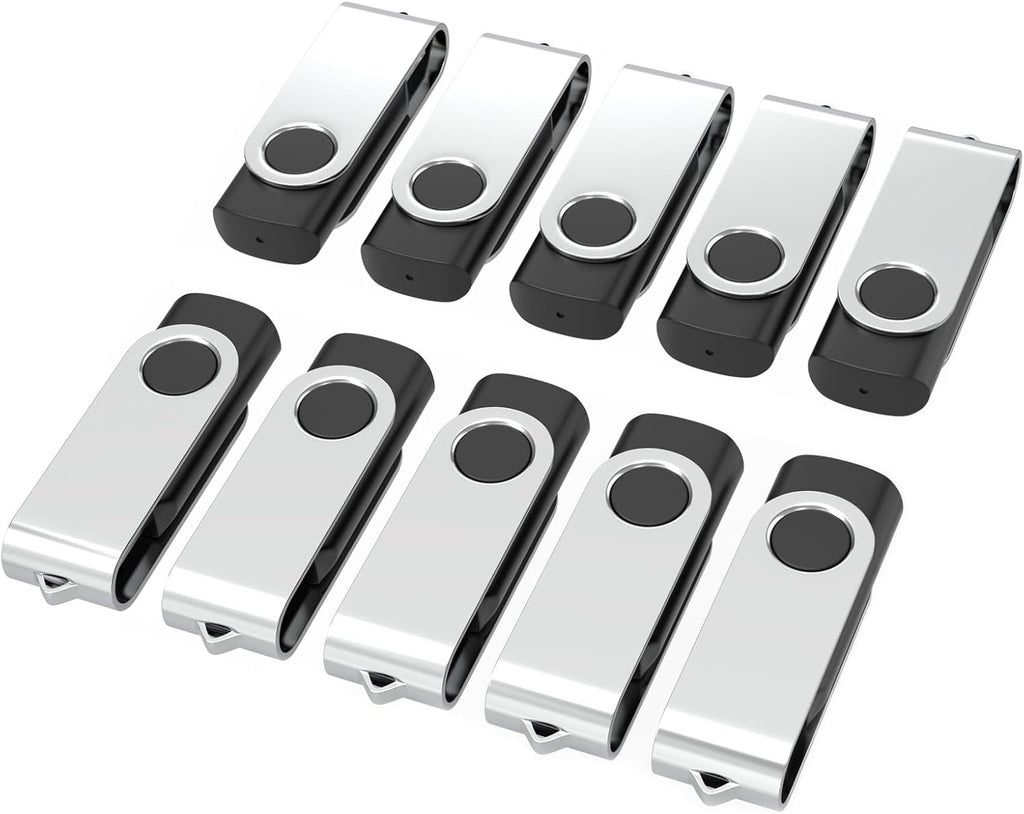 USB Flash Drives 32GB 10 Pack, Wooolken USB 2.0 Thumb Drives with Keychains Memory Stick USB Drive Pendrive for PC Laptop Computer (Black)