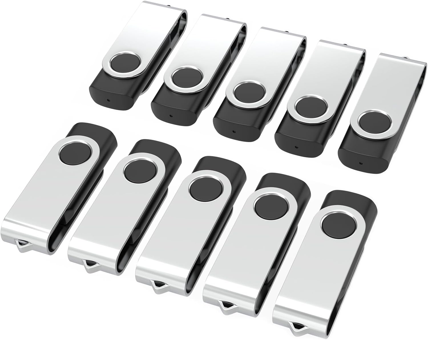 USB Flash Drives 32GB 10 Pack, Wooolken USB 2.0 Thumb Drives with Keychains Memory Stick USB Drive Pendrive for PC Laptop Computer (Black)