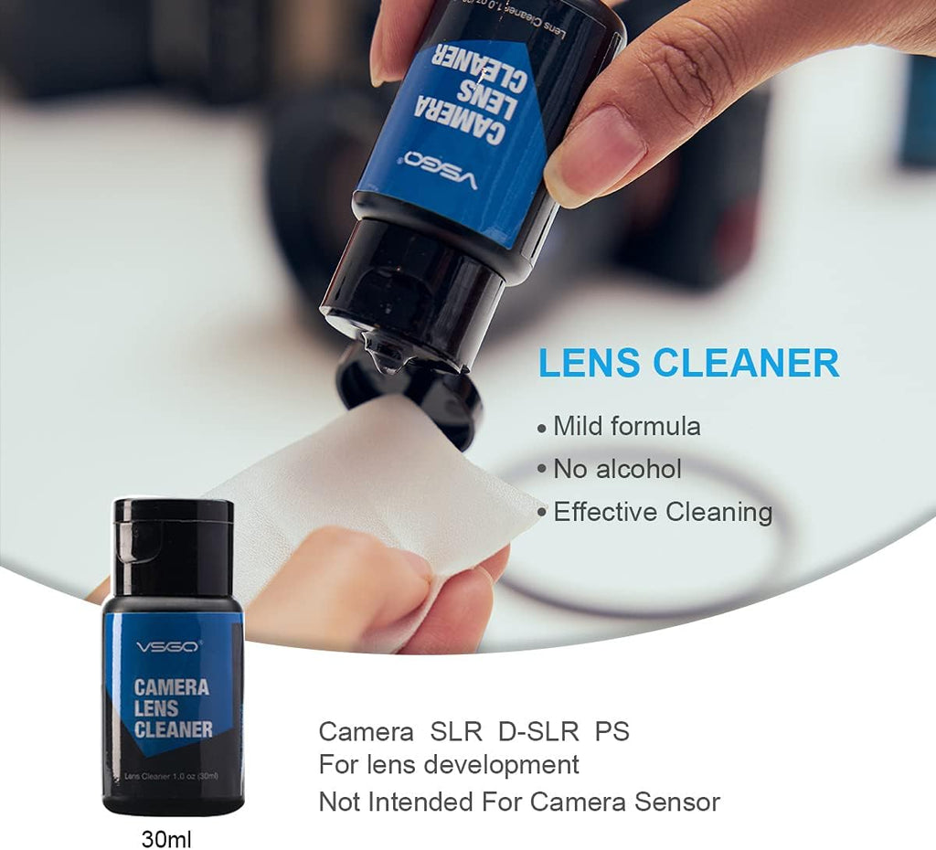 VSGO Professional Camera Lens Cleaning Kit for Canon, Nikon, Sony, Pentax DSLR Lenses - Includes Lens Pen, Air Blower, and Fluid (DKL-15D)