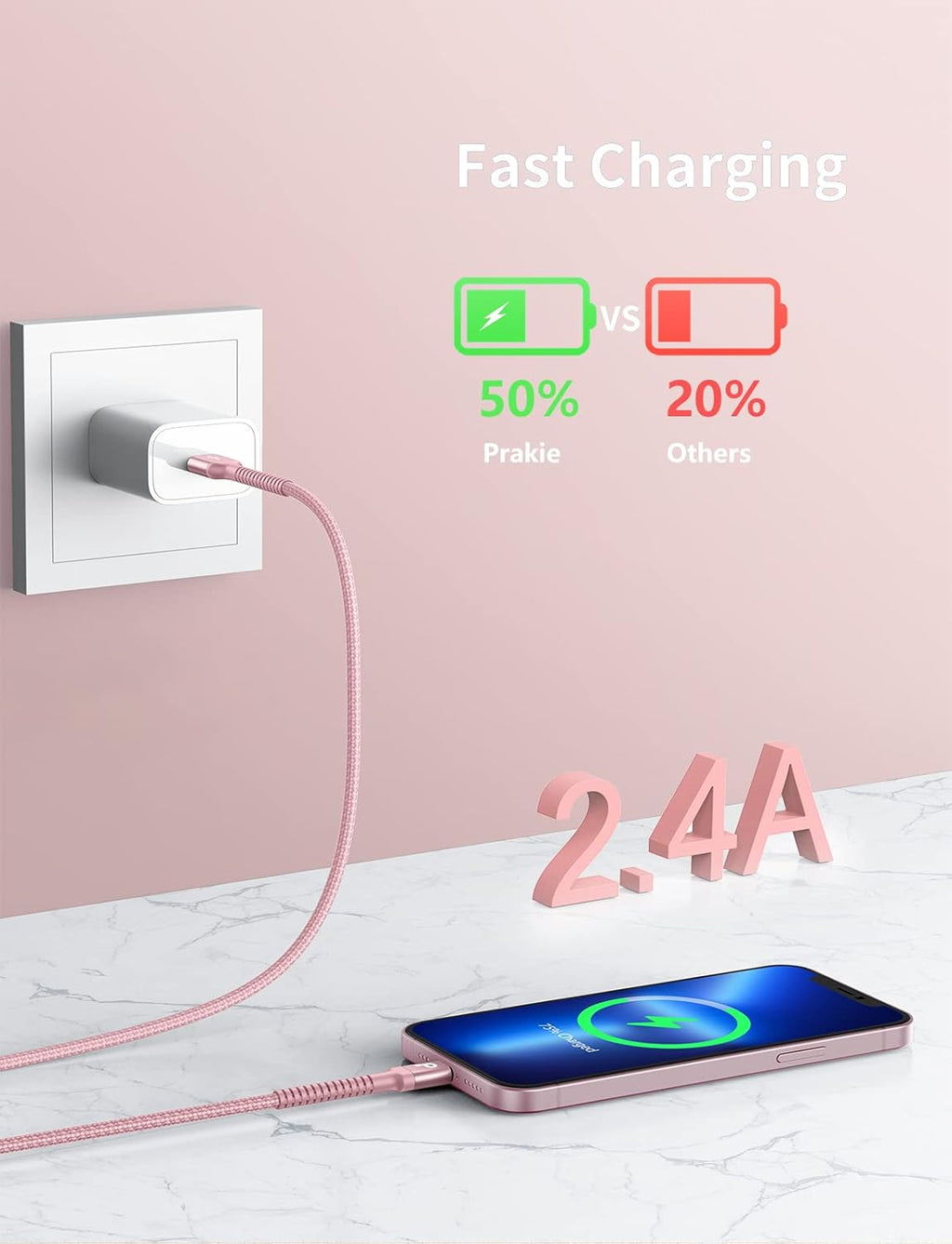 Long iPhone Charger 10FT, 2Pack Lightning Cable [Apple MFi Certified] iPhone Charger Cord USB to Lightning Cable Compatible with iPhone 14/13/12/11 Pro Max/XS MAX/XR/8/7/Plus/6S/5S/iPad (Pink)