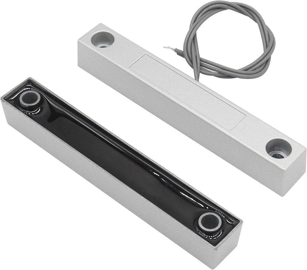 Magnetic Reed Switch Wired Surface Mount Normally Open/Closed NC/NO Contact Sensor Alarm Magnetic Door Switch with 3 Wires, Zinc Alloy Sliver, MC-58