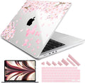 DONGKE for M4 MacBook Pro 16 Inch Case 2024 2023 2021 A3403 A3186 M3 A2991 M2 A2780 M1 A2485 Pro/Max Chip, Plastic Hard Shell Case & Keyboard Cover for Mac Pro 16 with Touch ID, Flower Blossoms