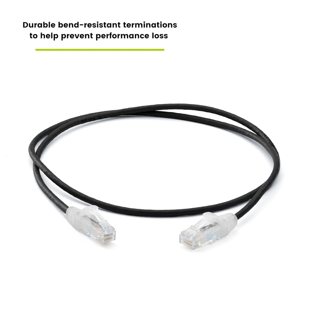 TRUECABLE Cat6 Component Rated Patch Cable, Unshielded (U/UTP), 2ft, Black, 28AWG Solid Copper, Snagless 10G High-Speed Ethernet Cable, PoE++ 4PPoE 100W, UL Listed, RoHS-3, 1 Pack