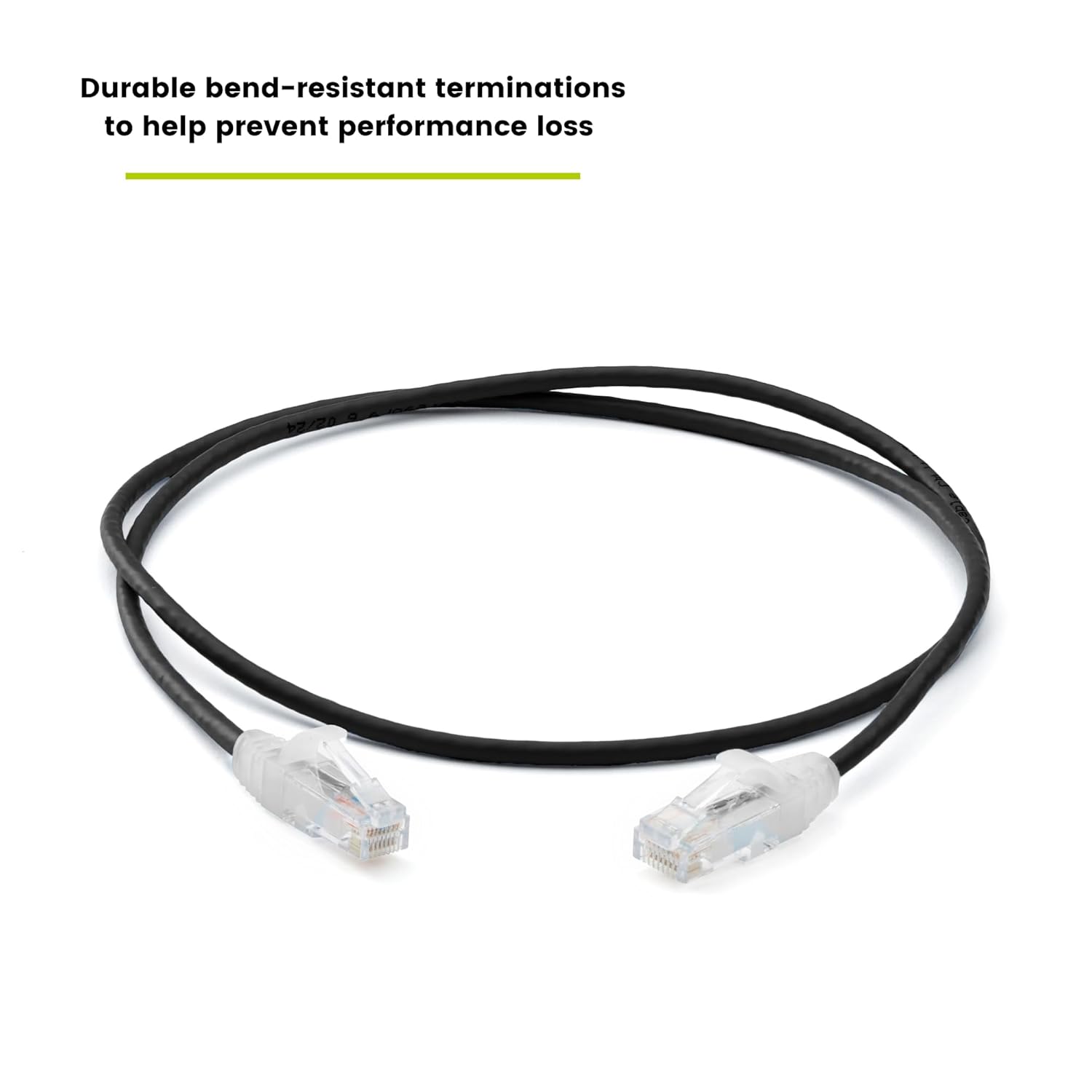 TRUECABLE Cat6 Component Rated Patch Cable, Unshielded (U/UTP), 2ft, Black, 28AWG Solid Copper, Snagless 10G High-Speed Ethernet Cable, PoE++ 4PPoE 100W, UL Listed, RoHS-3, 1 Pack