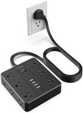 Surge Protector Power Strip 15 Ft Cord, HUNIAN Flat Plug Extension Cord with 12 Widely Spaced Outlets 6 USB Charger (2 USB C Ports), Desk Charging Station for Home Office Supplies, Dorm Room, Black