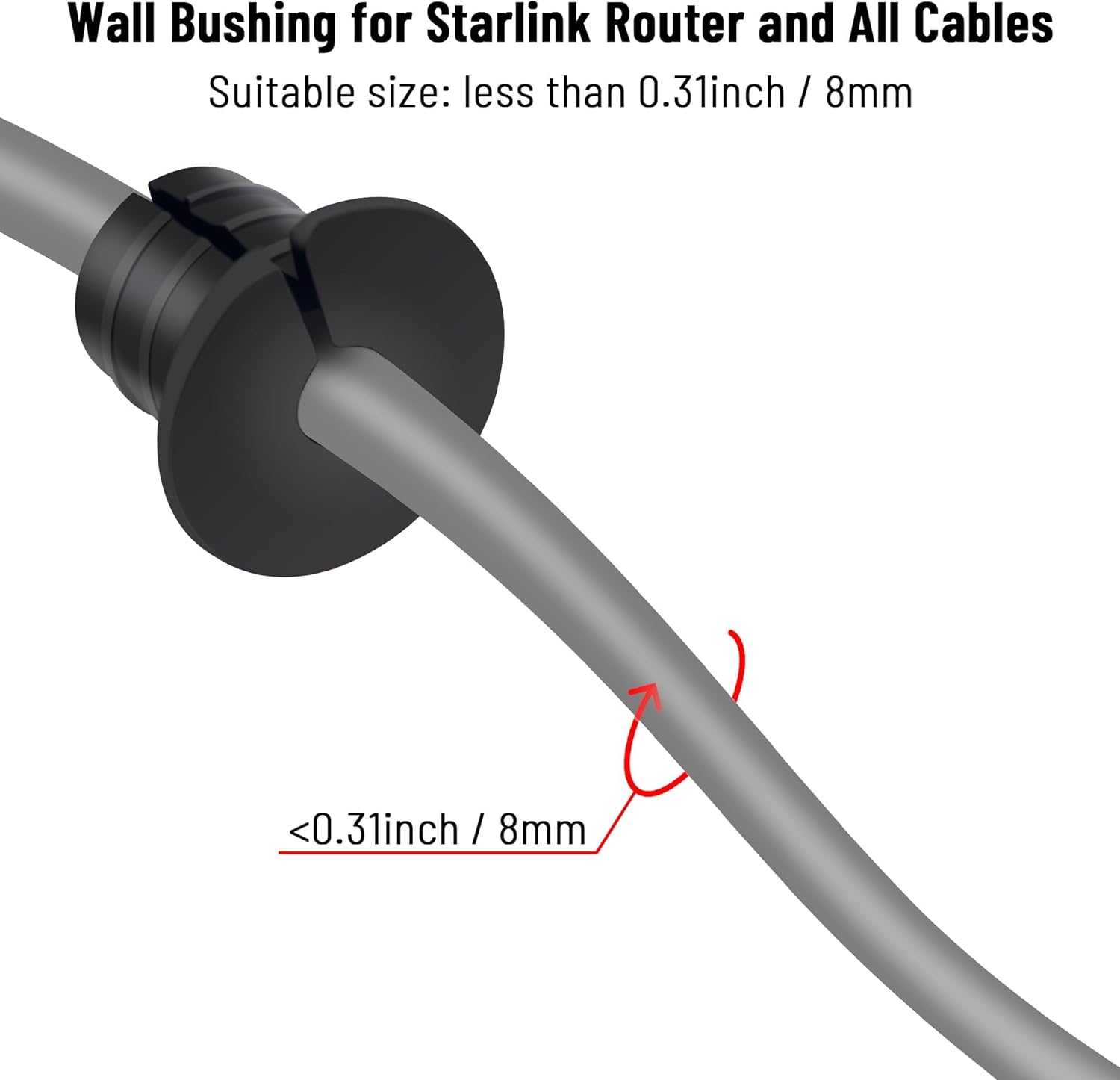 Cable Grommet Routing Kit for Starlink for 3/4 inch Wall Hole, Starlink Accessories, Silicone Cable Wall Pass, Starlink Anti-Slip Wall Grommets for Cables (3/4 inch) 2 Pcs