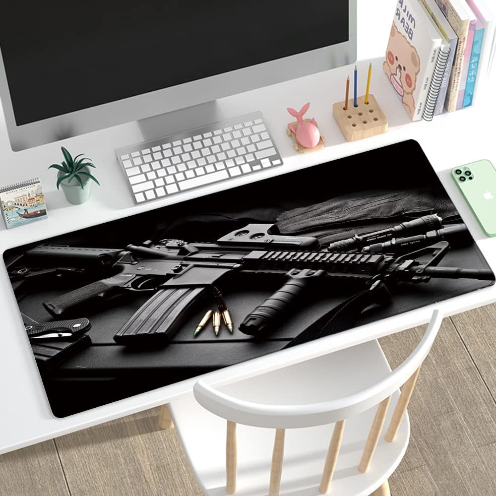 RTGGSEL 31.5x11.8 Inch Non-Slip Long Extended Large Gaming Mouse Pad with Stitched Edges XL Laptops Keyboard Mouse Mat(AK47)