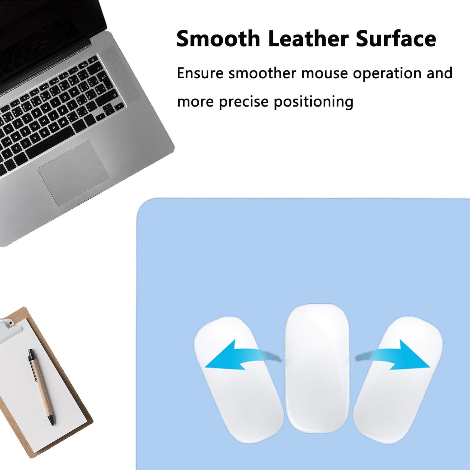 PU Leather Desk Pad Protector Gaming Mouse Pad Non Slip Desk Mat for Keyboard and Mouse Waterproof Desk Writing Pad for Office and Home Desk Accessories（Blue, 23.6 * 11.8