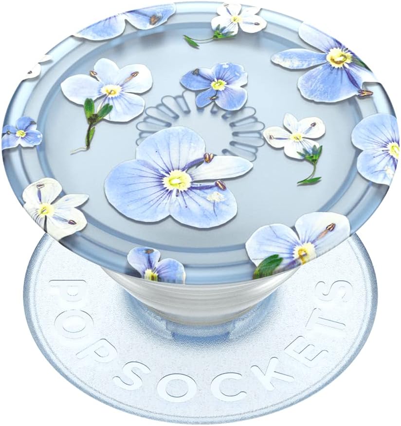 PopSockets Plant-Based Phone Grip with Expanding Kickstand, Adhesive Grip, Eco-Friendly - Translucent Blue Fields