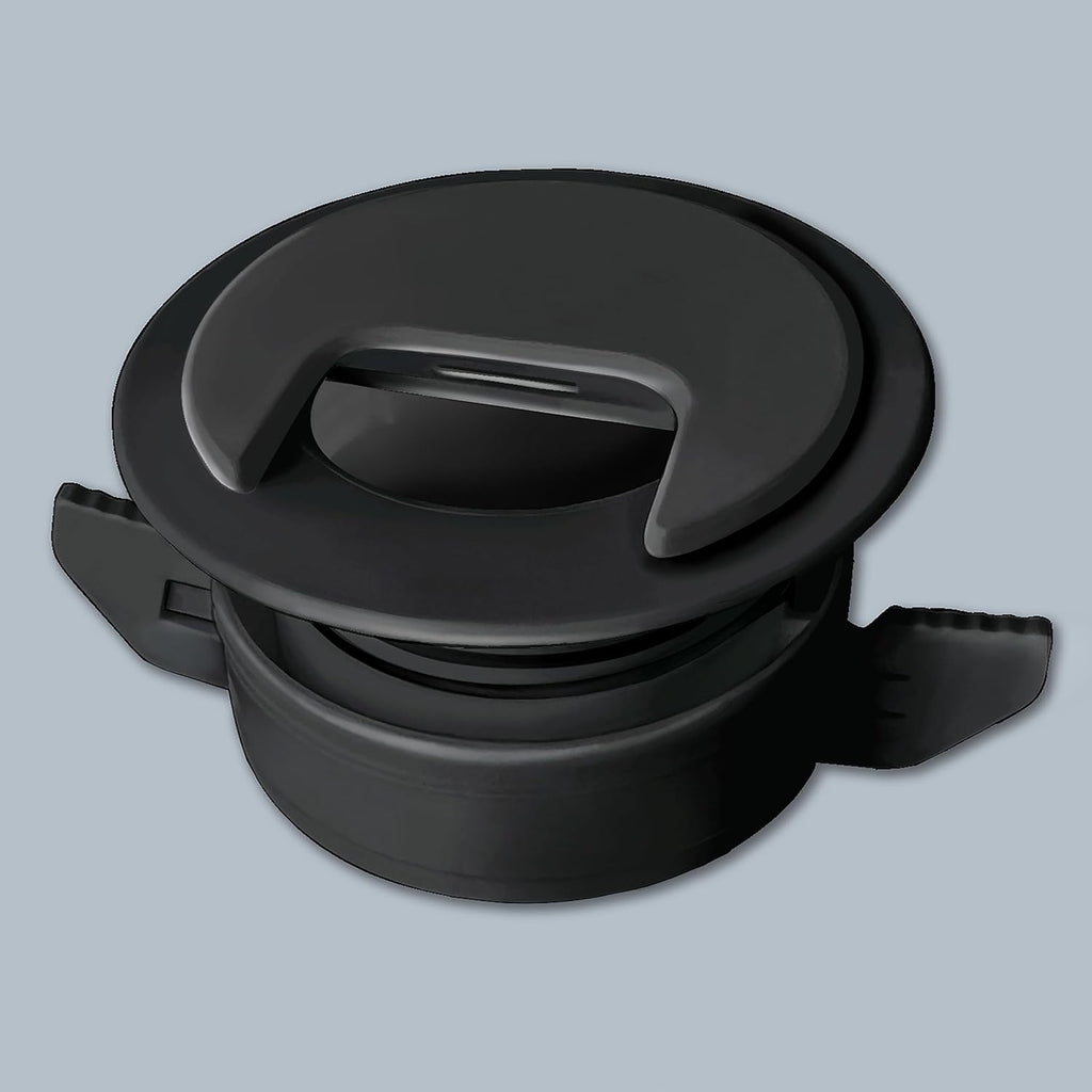 (1-Pack Black) Cable, Wire & Cord Management - Self Locking Grommet with Cover for Walls, Ceilings, Desks, Used for All Surfaces 3/8” to 1” Thick, Made in USA