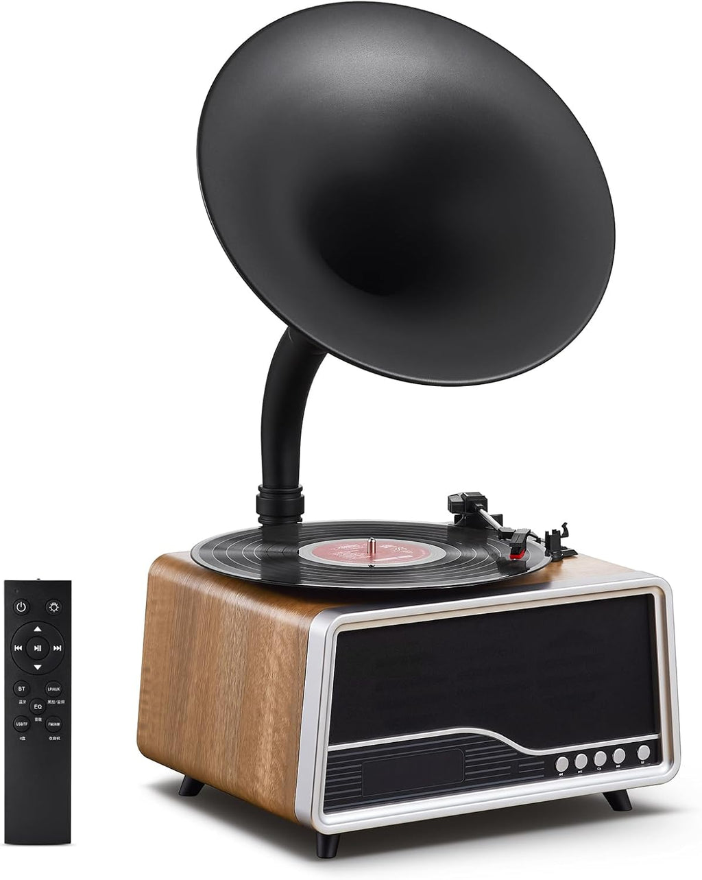 Vintage Gramophone Record Player，Italian Style Gramaphone Vintage Phonograph Nostalgic Record Player with Vinyl Record Player/Bluetooth 5.3/Remote Contro/USB/FM/AUX for Home Decoration