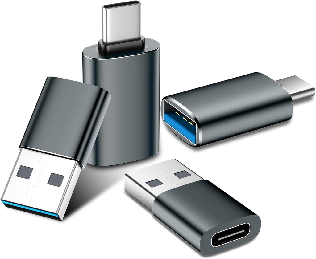 Temdan USB to USB C Adapter for iPhone 16 Charger 4 Pack,USBC Female to A Male OTG Type C Converter for Apple Watch Ultra iWatch 7 8 9 10,iPhone 16 15 14 13 Plus Pro Max,AirPods,OTG Adapter-Gray