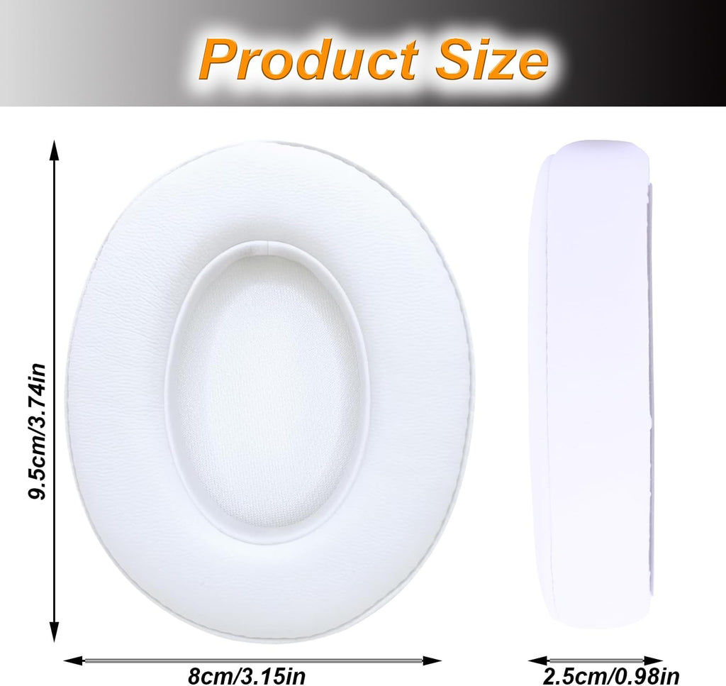 Replacement Ear Pads Cushions for Beats Studio（B0501、B0500），Beats Studio 2 & Studio 3 Wired & Wireless Headphones, Earpads with Soft Protein Leather, Noise Isolation Memory Foam - White