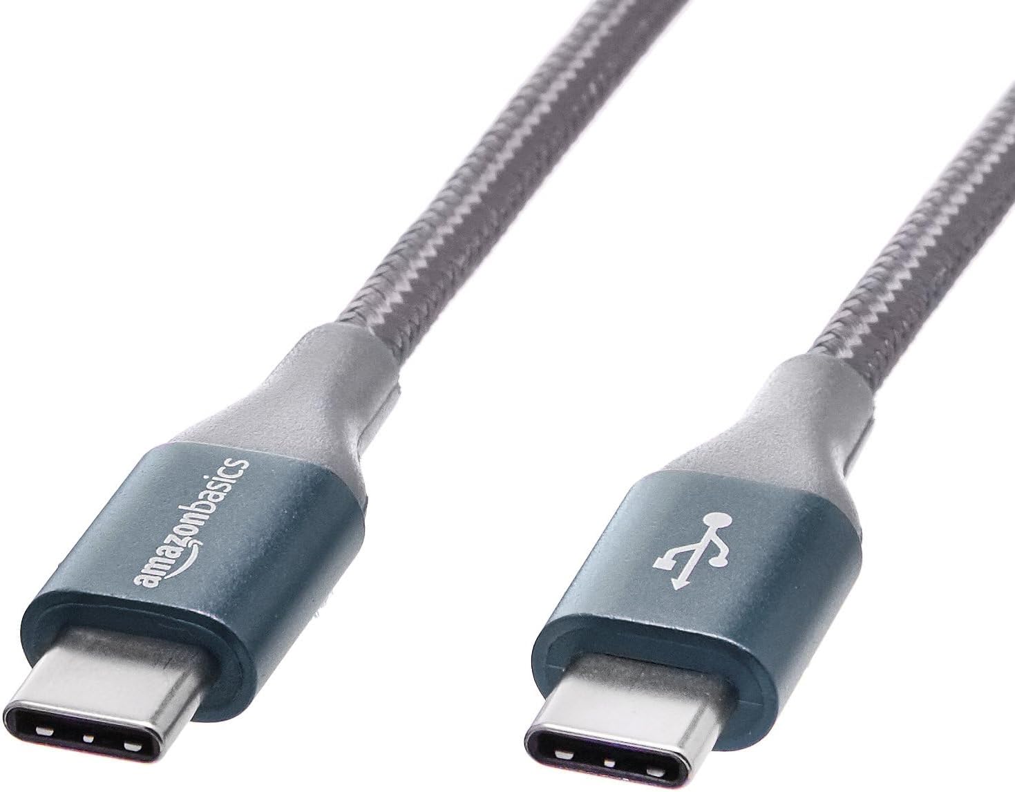 Amazon Basics USB C to USB C Cable Charger Cable, Nylon Braided Cord, 480Mbps Speed, USB-IF Certified, for Apple iPhone 16/15, iPad, Samsung Galaxy, Tablets, Laptops, 10 Foot, Dark Gray