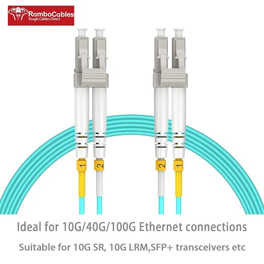 LC to LC Multimode Fiber Patch Cable, 49ft/15m-2PACK MM OM3 Fiber Optic Cable - Image 2