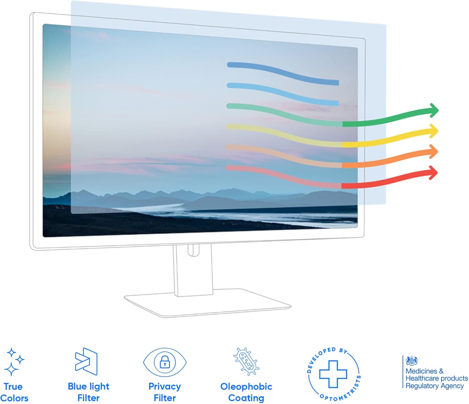 Ocushield 23.6” Premium Anti Blue Light Screen Protector with Privacy Filter for Laptops and Computer Monitors - Anti-Glare - Easy Install - Anti-Fatigue (522 x 294 mm)