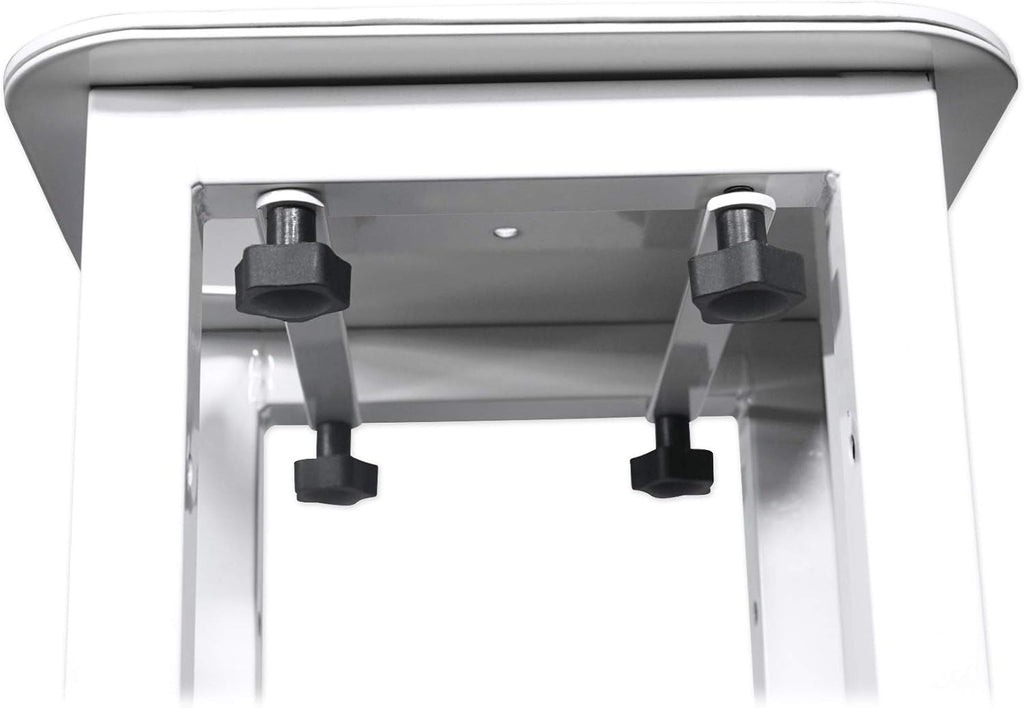 Rockville RTP82W 8 ft Adjustable Totem Light Stand, White & Black Scrims, Carry Bags, 35mm Speaker Adapter, Steel, Portable for DJs & Event Lighting