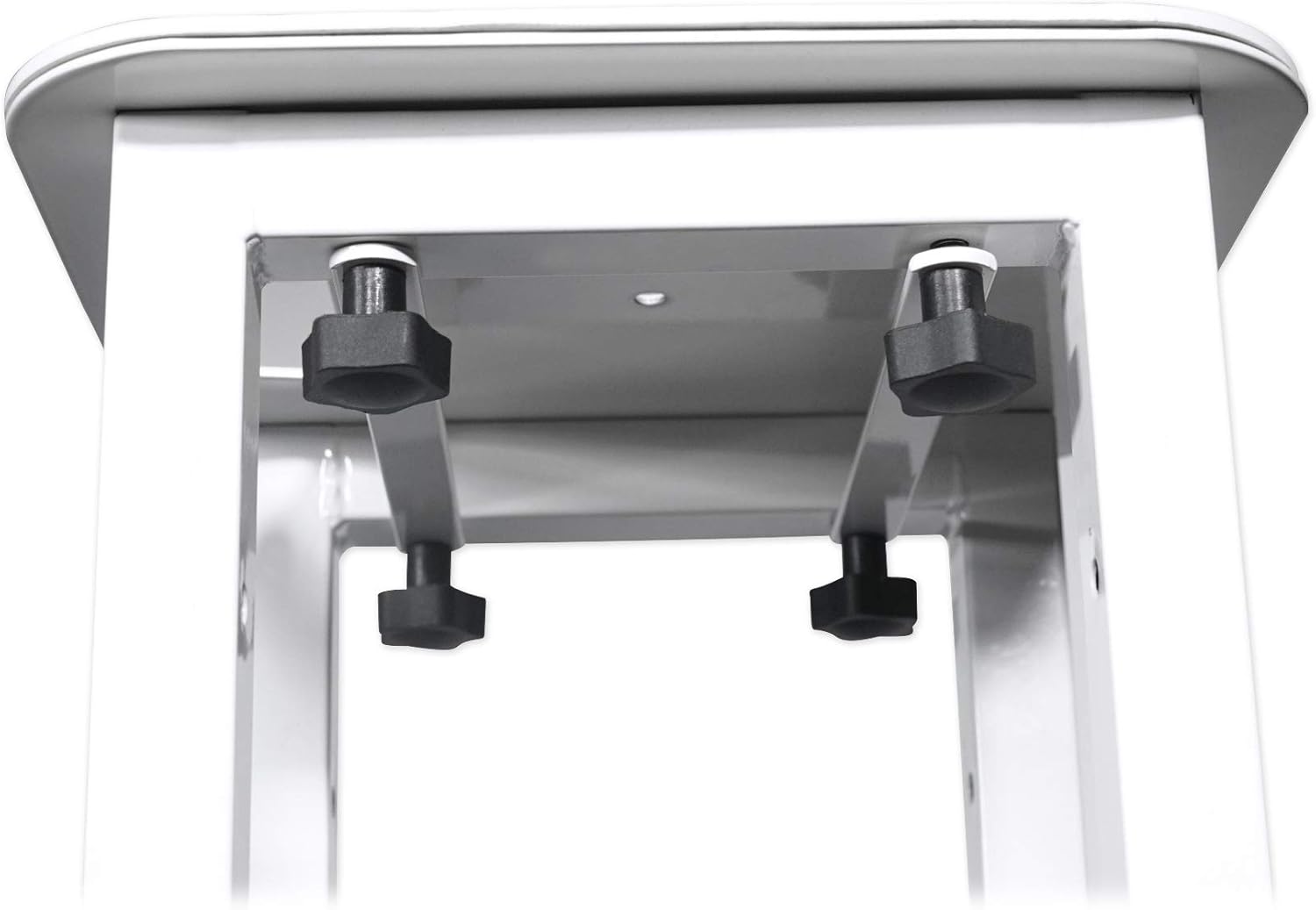 Rockville RTP82W 8 ft Adjustable Totem Light Stand, White & Black Scrims, Carry Bags, 35mm Speaker Adapter, Steel, Portable for DJs & Event Lighting