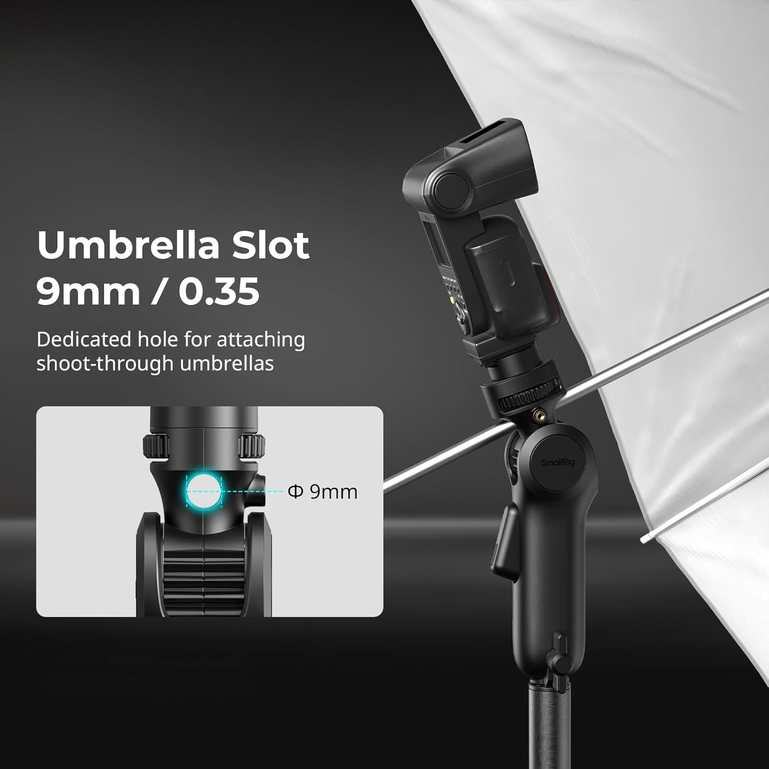 SmallRig Quick Adjustment Light Stand Adapter, One-Button 180° Pitch Adjustment, 3kg Load Capacity, for COB Video Light/Camera/Phone Clips, for On-Camera Flash, 5181