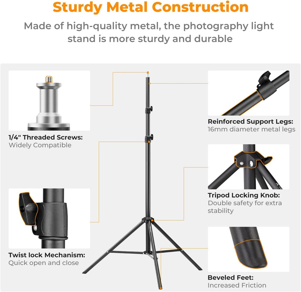 K&F Concept Light Stand for Photography, 9.1ft/2.8M Portable Extendable Photo Video Tripod Stand, Heavy Duty Light Stand Lighting Tripod with 1/4" Screw for Strobe Light/Webcams/Cameras/Softbox