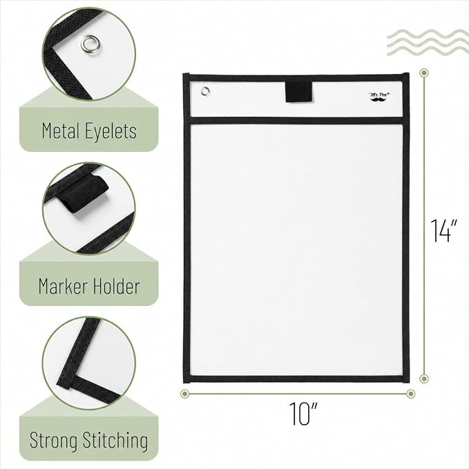 Mr. Pen- Large Reusable Dry Erase Pockets, 10.2" x 14", 12 Pack, Classroom - Image 3