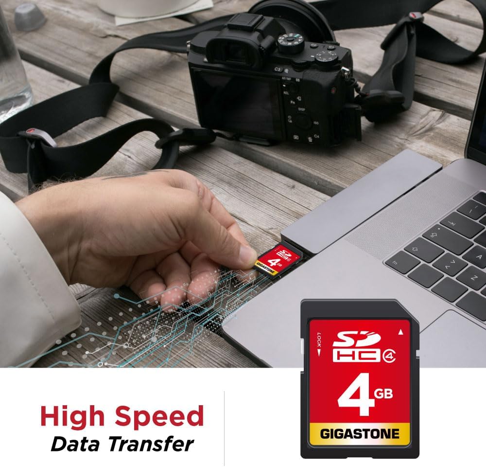 GIGASTONE 4GB SD Card 5 Pack SDHC Class 4 Memory Card for Photo Video Music Voice File DSLR Camera DSC Camcorder Recorder Playback PC Mac POS 5pcs in Pack (Pack of 5), with 5 mini Cases