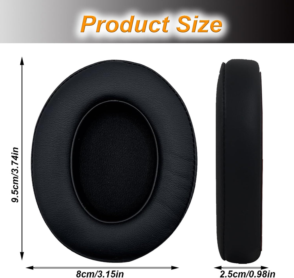 Replacement Ear Pads Cushions for Beats Studio（B0501、B0500），Beats Studio 2 & Studio 3 Wired & Wireless Headphones, Earpads with Soft Protein Leather, Noise Isolation Memory Foam - Grey (Black)