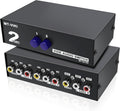 MEIRIYFA 2 Way AV RCA Switcher Splitter 2 in 1 Out, 2 Port AV RCA Switch 2-in-1 Composite Video L/R Audio Switcher Selector Box for DVD Player, Game Consoles TV Monitor Projector