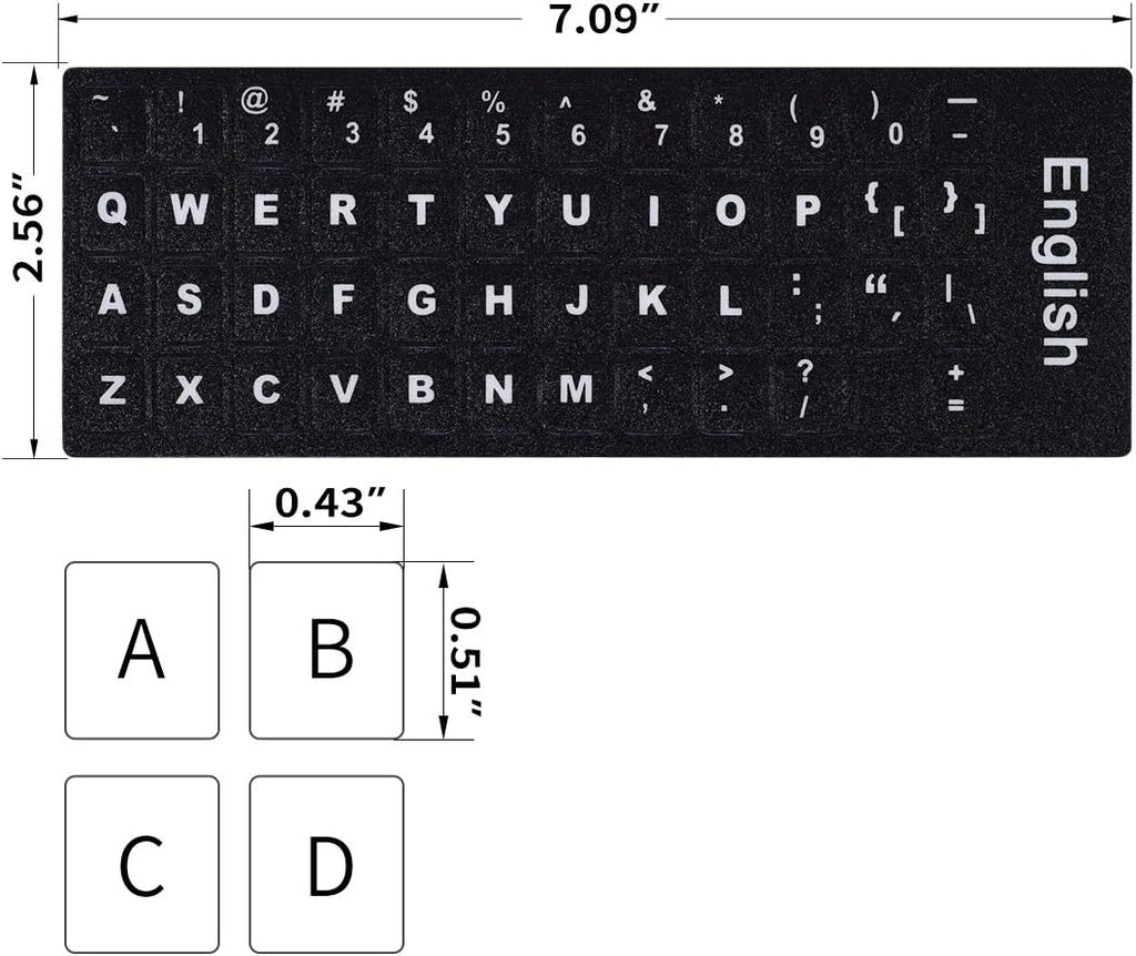2PCS English Keyboard Letters Replacement Stickers, Large Print Bold White Font on Black Background US Keyboard Letter Stickers for Laptop Desktop Computer Keyboard Alphabet Stickers
