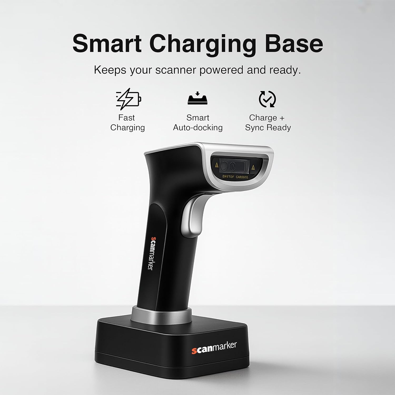 Scanmarker 1D/2D Wireless Barcode Scanner – Boost Speed & Accuracy with Bluetooth & 2.4G Modes – Handheld QR Code Scanner with Charging Stand for Easy scanning on Laptop, iOS & Android