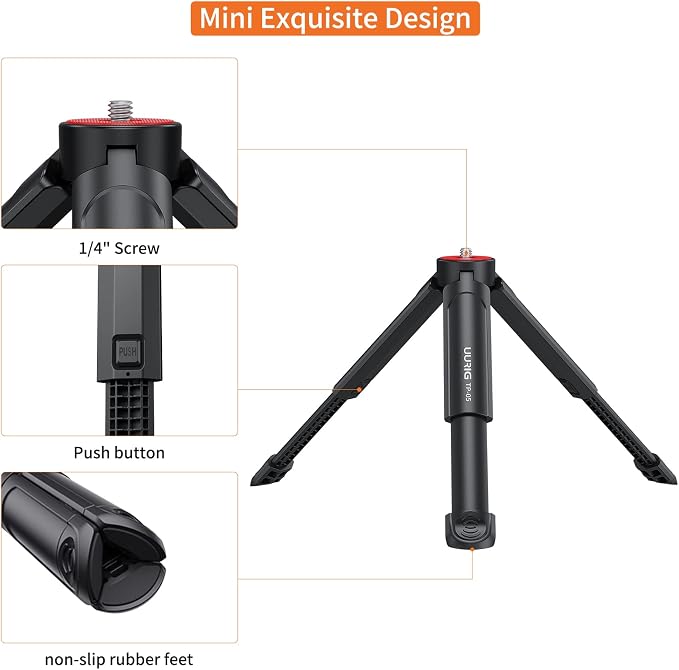 UURIG TP05 Extendable Mini Camera Tripod, Portable Selfie Stick Handle Grip - Image 4
