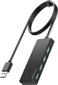 USB Hub, Multiport USB Splitter Adapter, 2 ft Long Cable USB 3.0 Hub, USB Extender for Laptop, PC, iMac, Surface Pro, MacBook, Mac Pro, Flash Drive, XPS, Mouse, HDD