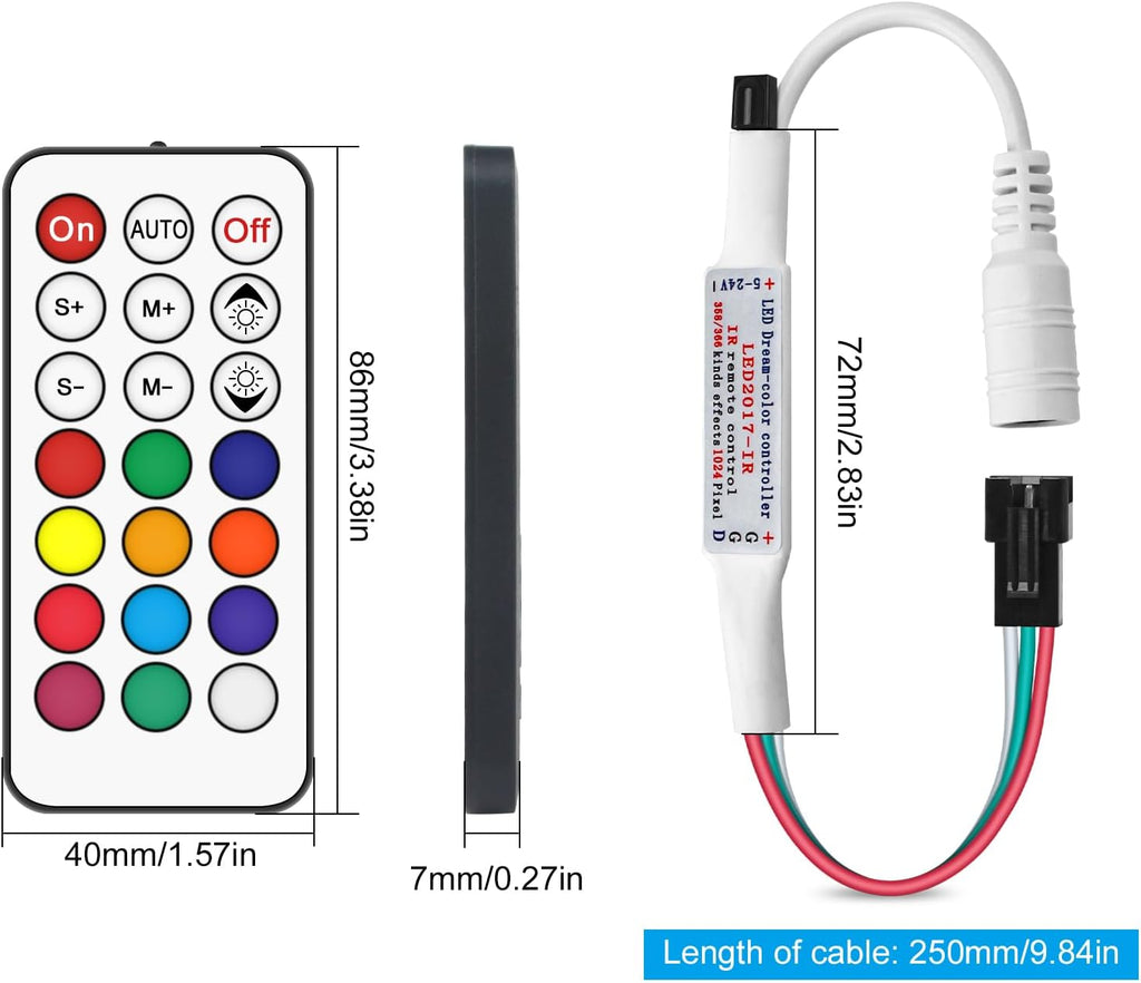 RGBZONE DC 5-24V Mini 21 Key IR Infrared Wireless RGB Remote Controller for WS2811 WS2812B LED Dream Color Strip Lights